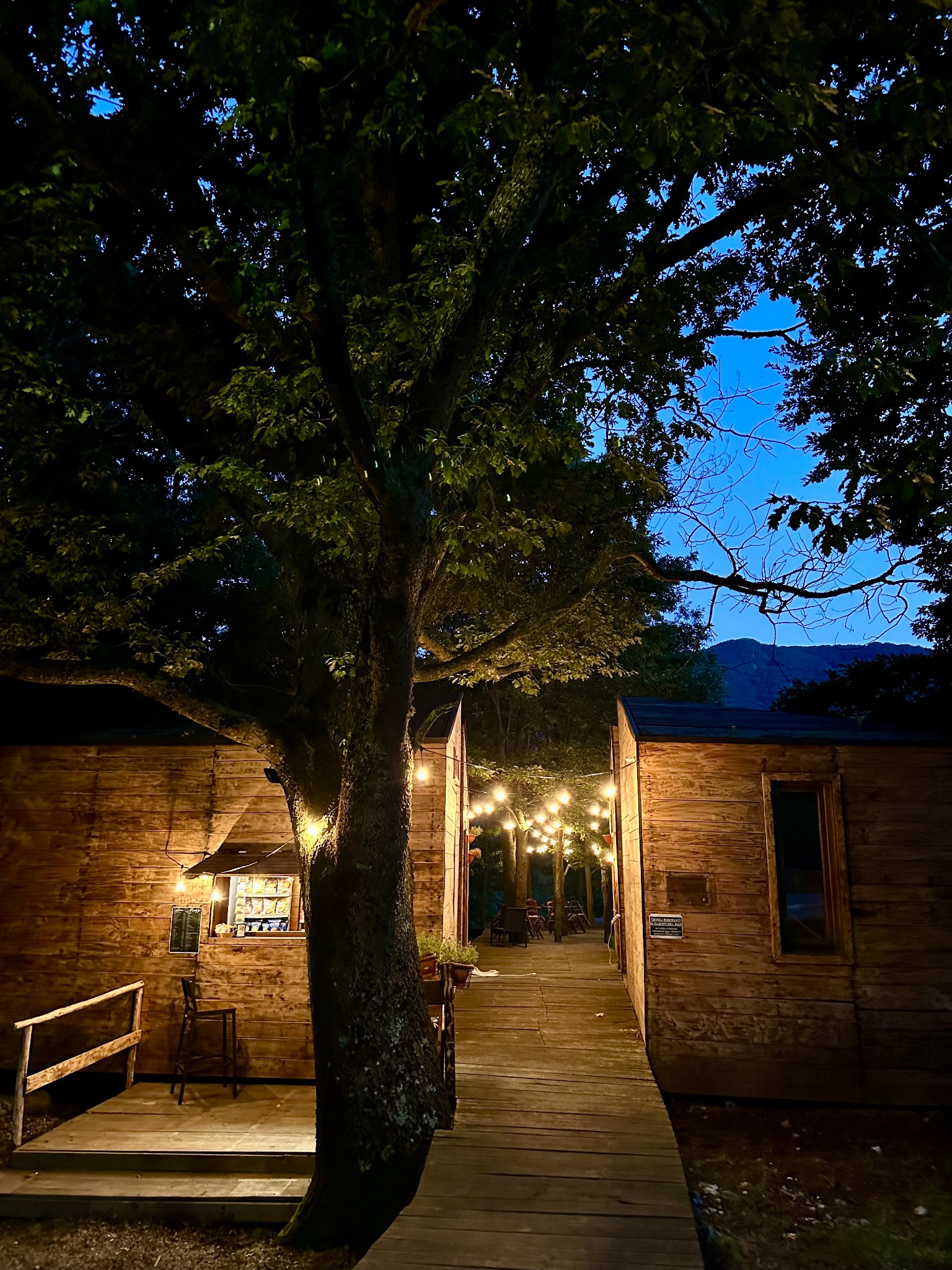 Passerella illuminata dell'area picnic