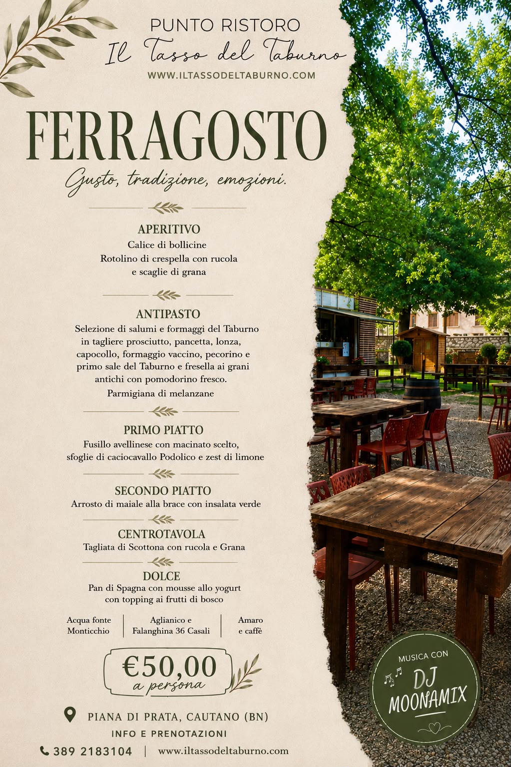 Menù Ferragosto adulti da 50 euro